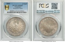Frankfurt. Free City 2 Gulden 1855 MS65 PCGS, KM353. Struck to commemorate 300 years of religious peace.

HID09801242017
