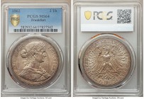 Frankfurt. Free City 2 Taler 1862 MS64 PCGS, KM365. A very popular double taler boasting a visual appeal far above its assigned grade, accented by met...