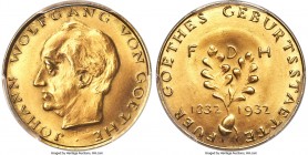Frankfurt. Free City gold "Johann Wolfgang von Goethe" Medal 1932 MS67 PCGS, Forschner-88. 6.11gm. 

HID09801242017
