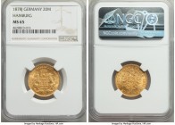 Hamburg. Free City gold 20 Mark 1878-J MS65 NGC, Hamburg mint, KM602.

HID09801242017