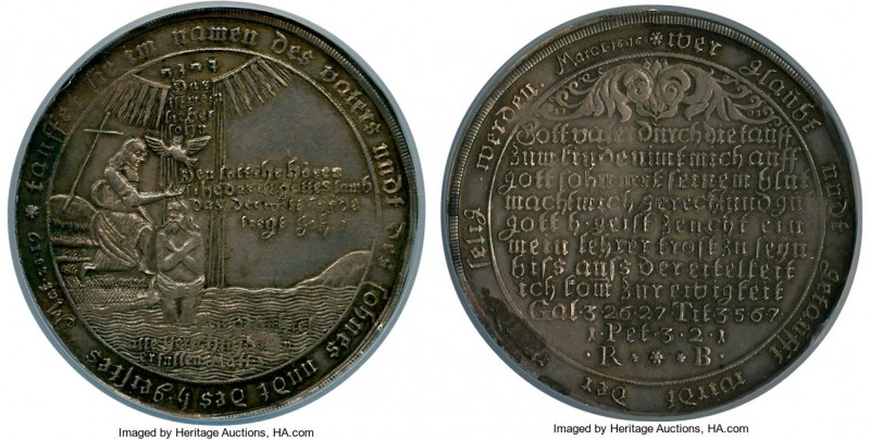 Harz Baptismal Taler 1703-RB AU58 NGC, Zellerfeld mint, Dav-LS2935, Knyphausen-7...