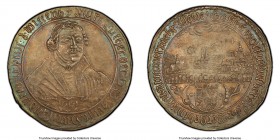 Mansfeld-Eisleben. Johann George III Medallic "100th Anniversary of the Naumburg Convention" 1/2 Taler 1661 AU58 PCGS, KM-XM1, Whiting-Unl. 46mm. Stru...