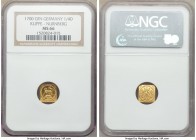 Nürnberg. Free City gold Klippe 1/4 Ducat ND (1700)-GFN MS66 NGC, KM252. A premium grade for this fractional ducat, only one other similarly graded by...