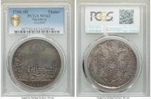 Nürnberg. Free City "City View" Taler 1768-SR MS62 PCGS, KM350, Dav-2494. With the titles of Joseph II. Lavender-gray and gold toning with teal and go...