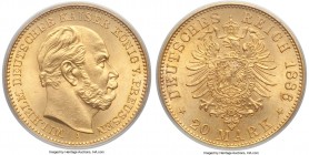 Prussia. Wilhelm I gold 20 Mark 1886-A MS66 PCGS, Berlin mint, KM505, D&S-331. Mintage: 175,977. An extremely scarce date with the Wilhelm I 20 Mark s...