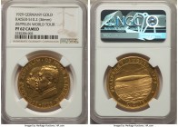 Weimar Republic gold Proof "Zeppelin and Eckener" Medal 1928-Dated PR62 Cameo NGC, Kaiser-510.2. 36mm. By Josef Bernhart. 

HID09801242017