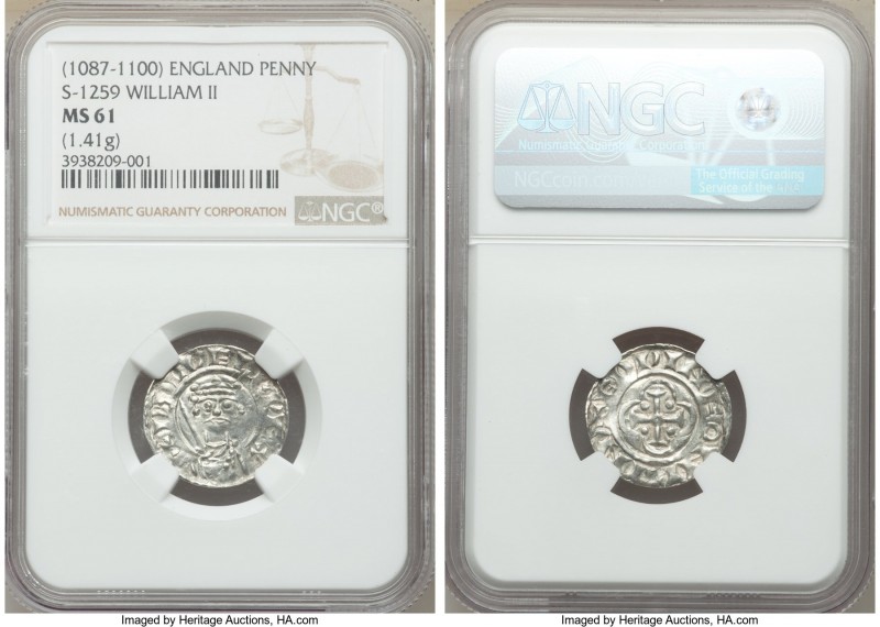 William II (1087-1100) Penny ND (c. 1089-1092) MS61 NGC, London mint, Aelfwine a...