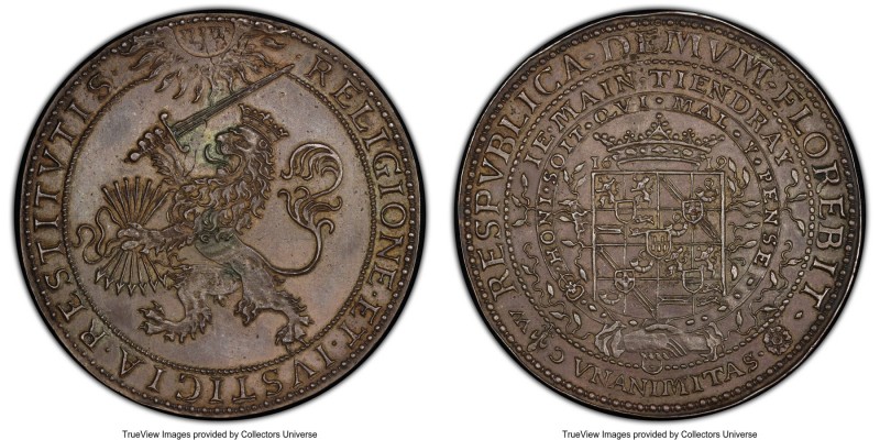 James I silver "Synod of Dort" Medal 1619 AU58 PCGS, MI-I-223/79. 59mm, 40.1gm. ...