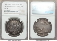 William & Mary silver "Coronation" Medal 1689 AU58 NGC, Eimer-312a, MI-I-662/25. 35mm.

HID09801242017