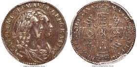 William & Mary 6 Pence 1693 AU53 PCGS, KM481, S-3438, ESC-1529. An elusive two-year type, very difficult to obtain in any acceptable grade for its wea...