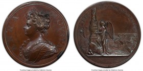 Anne bronze Specimen "Capture of Douai" Medal 1710 SP62 Brown PCGS, Eimer-443. 48mm. By J. Croker. ANNA AVGVSTA Her laureate & draped bust left, signe...