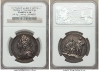 George II silver "Coronation" Medal 1727 AU58 NGC, Eimer-510, MI-479/3. 35mm. 18.3gm. By J. Croker. Rather glassy closer to the devices with tinges of...