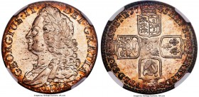 George II Shilling 1745-LIMA MS63 NGC, KM583.2, S-3703, ESC-1205. Superbly struck, a premium Shilling for its assigned grade with abundant luster and ...