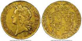 George II gold 1/2 Guinea 1738 AU58 NGC, KM565.1, S-3667B. A notably attractive example of this monarch's half guineas, the king's portrait quite shar...