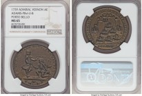 George II bronze "Admiral Vernon - Porto Bello" Medal 1739 MS65 NGC, Adams-PBvl-2-B. 38mm. Conditionally quite scarce, hardly a trace of rub visible o...