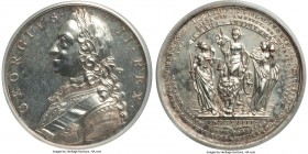 George II silver "British Victories of 1758" Medal 1758 MS62 PCGS, Eimer-662, Betts-416. 39mm. By J. Kirk (?). An extremely difficult medal in silver,...