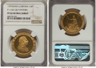George III gilt-copper Proof Pattern 1/2 Penny 1797-SOHO PR62 Ultra Cameo NGC, Soho mint, KM-PnE64, Peck-1152. Oblique grained edge. A brilliantly fla...