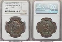 George III bronzed Proof Pattern Penny 1797 Proof Details (Bent) NGC, Soho mint, KM-Unl., Peck-1100 (ER). A handsome specimen which has developed a li...