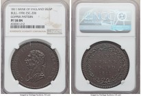 George III copper Proof Pattern Bank Token of 5 Shillings 6 Pence 1811 PR58 Brown NGC, KM-PnD68, ESC-1996 (prev. ESC-206). A rich coffee brown specime...
