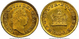 George III gold 1/3 Guinea 1800 MS62 NGC, KM620, S-3738. A seldom attainable fractional guinea so near to choice, the rims especially pronounced and a...