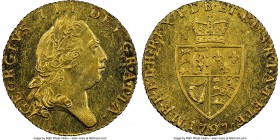George III gold 1/2 Guinea 1797 MS63 NGC, KM608, S-3735. A rare quality in which to locate this popular gold issue, presently tied for the finest seen...