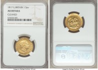 George III gold Sovereign 1817 AU Details (Cleaned) NGC, KM674, S-3785. The first year for George's sovereigns, admittedly wiped though still quite bo...