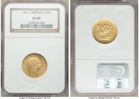 George III gold Sovereign 1817 XF40 NGC, KM674, S-3785. Highly attractive for the assigned grade, the peripheral features especially bold and accentua...