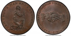 Middlesex copper "Political Series - Antislavery" 1/2 Penny Token ND (1790s) MS65+ Brown PCGS, D&H-1038a. An astonishing and virtually problem-free ex...
