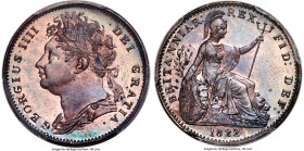 George IV Proof Farthing 1822 PR64 Red and Brown PCGS, KM677, S-3822. Coin alignment. A needle sharp and scarce Proof issue, surfaces near flawless wi...