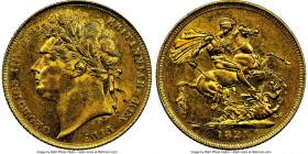 George IV gold Sovereign 1821 AU58 NGC, KM682, S-3800. Very much on the cusp of Mint State, and therefore notably desirable, overall wear generally di...