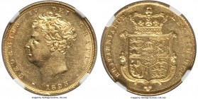 George IV gold Sovereign 1825 AU Details (Edge Damage) NGC, KM696, S-3801. First year of type. Bare head (bust) type. Lustrous, with only very light e...