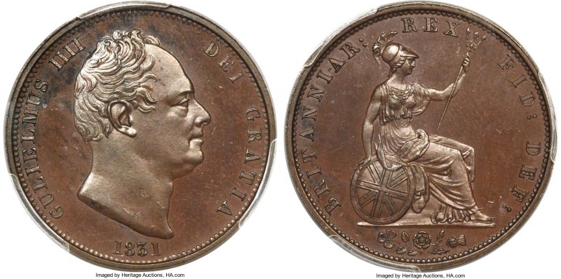 William IV bronzed copper Proof 1/2 Penny 1831 PR64 PCGS, KM706a, S-3847. A slee...