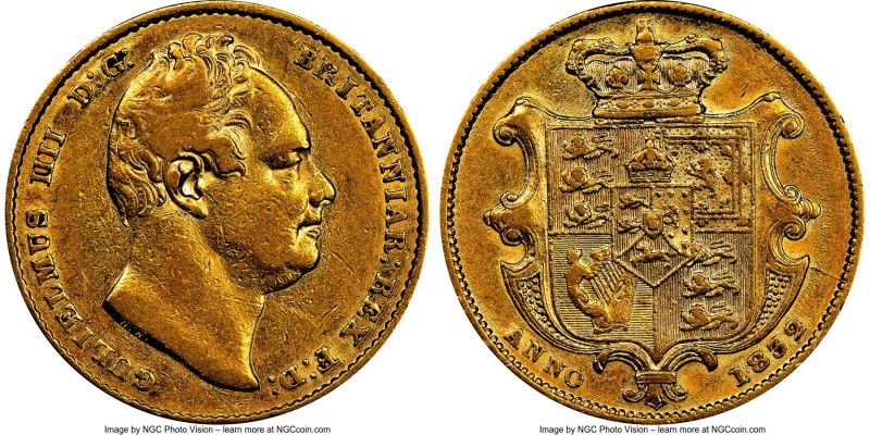 William IV gold Sovereign 1832 XF40 NGC, KM717, S-3829B. A remarkably difficult ...