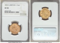 William IV gold Sovereign 1833 XF45 NGC, KM717, S-3829B. A generally scarce monarch to find sovereigns from at all, let alone one free of cleaning, sm...