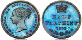 Victoria Proof 1/2 Farthing 1853 PR65 Brown PCGS, KM738, S-3951. Surfaces boasting an almost uniform cobalt patina, a gem representative from Victoria...
