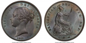 Victoria Penny 1855 MS65 Brown PCGS, KM739, S-3948. Plain trident variety. Virtually mauve surfaces reveal hardly the tiniest mark. 

HID09801242017