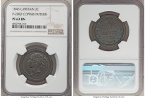 Victoria copper Proof Pattern 2 Cents 1846 PR63 Brown NGC, KM-Unl., Peck-2082 (VR). By Marrian and Gausby. Plain edge, coin rotation. A privately prod...