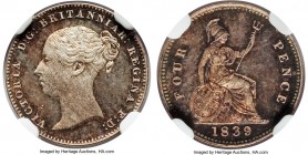 Victoria Proof 4 Pence (Groat) 1839 PR64 NGC, KM731.2. Wonderfully mottled throughout, this choice Proof certainly seems wanting of a cameo designatio...