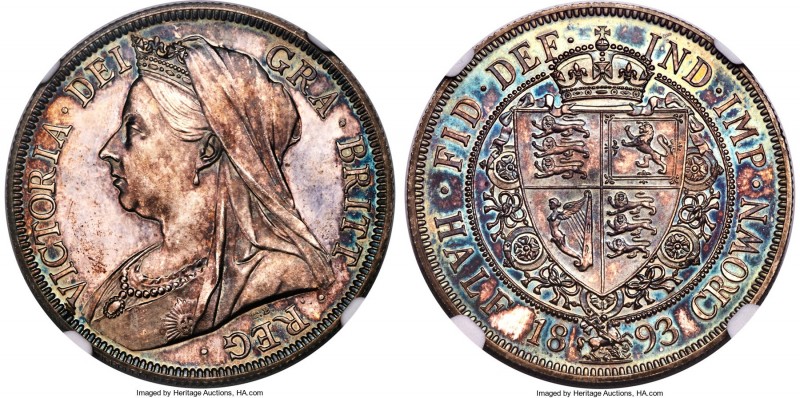 Victoria Proof 1/2 Crown 1893 PR64 Cameo NGC, KM782, S-3938. Eye-catchingly refl...