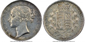 Victoria Crown 1844 AU55 NGC, KM741, S-3882. A scarcer level of preservation for this popular "Young Head" crown, replete with residual satiny texture...
