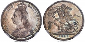 Victoria Crown 1887 MS65 NGC, KM765. The first year of the Jubilee head Crown series, and seldom encountered in this high a certified grade. Dove-gray...