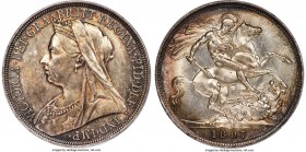 Victoria Crown 1897 MS64 PCGS, KM783, S-3937. LXI edge. Conditionally scarce, a type which circulated heavily rendering near-gem representatives hard ...