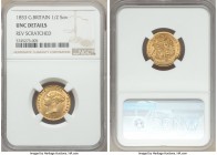 Victoria gold 1/2 Sovereign 1853 UNC Details (Reverse Scratched) NGC, KM735.1, S-3859. AGW 0.1178 oz. 

HID09801242017