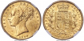 Victoria gold Sovereign 1856 MS62 NGC, KM736.1, S-3852D. Mildly contact marked in accordance with grade, otherwise lustrous and bold. A more popular e...
