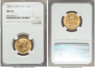 Victoria gold Sovereign 1866 MS62 NGC, KM736.2, S-3853. 

HID09801242017
