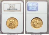 Victoria gold 2 Pounds 1887 MS64 NGC, KM768, S-3865. 

HID09801242017