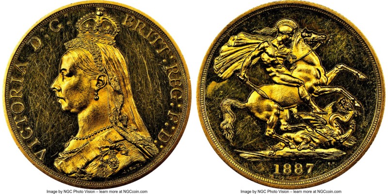 Victoria gold Proof 2 Pounds 1887 PR60 NGC, KM768, S-3865. Mintage: 797. A very ...