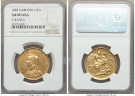 Victoria gold 2 Pounds 1887 AU Details (Cleaned) NGC, KM768, S-3865. AGW 0.4710 oz.

HID09801242017