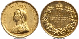Victoria gold Specimen "Golden Jubilee" Medal 1887 UNC Details (Tooled) PCGS, BHM-Unl., Eimer-Unl., Mussell-293. 30mm. 23.93gm. By C. Emptmeyer. A ver...