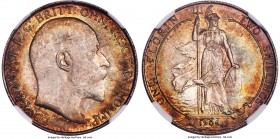Edward VII Florin 1906 MS65 NGC, KM801, S-3981. A scarcer date in impressive gem preservation, centers icy white with a fringe of golden brown patina....